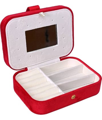 Jewellery Organiser PU Leather Zipper Portable Storage Box with Divider Container