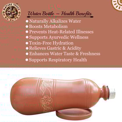 Nature Touch Natures Touch Clay Bottle Terracotta Water Bottle for Organic, Chemical-Free Hydration Nature Touch Natures Touch Clay Bottle Terracotta Water Bottle for Organic, Chemical-Free Hydration
