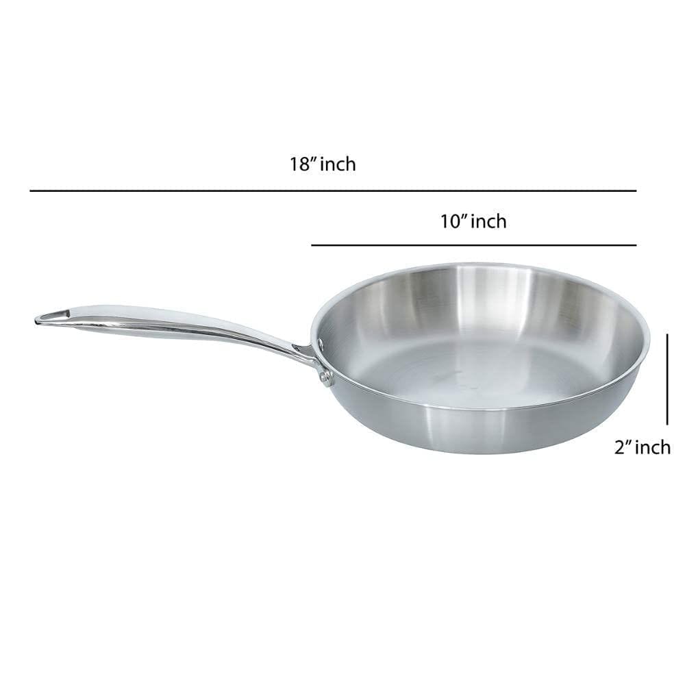 Femora Stainless Steel Tri-ply Induction Safe, Stain Resistant, Zero Coating Frying Pan with Steel Lid (Silver, 24 cm Capacity 1.8 L)