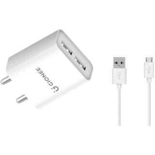 GIONEE 2.4 A Dual-Port Mobile Charger with Micro USB Cable - 6 Month Warranty.