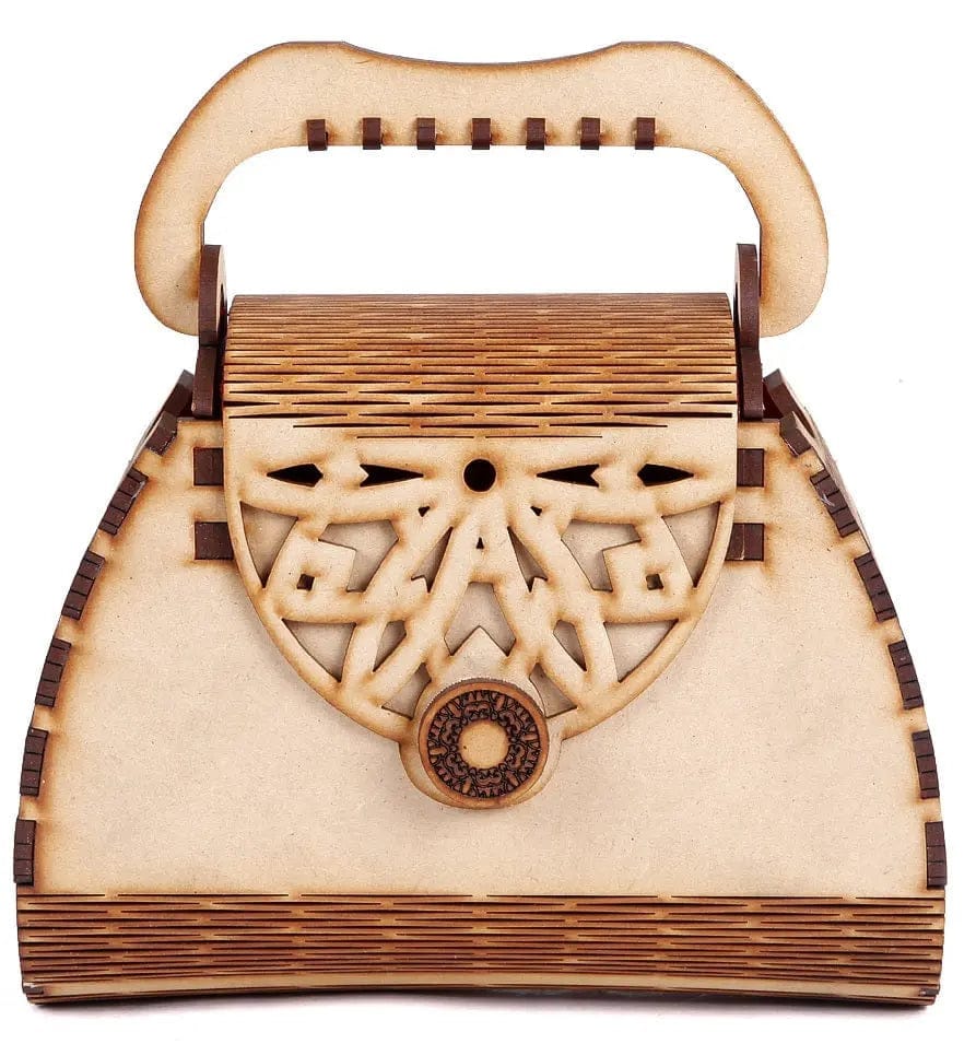 Women's Handcrafted Wooden Light Weight Unique Purse Handbag
