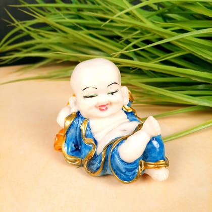 Baby Buddha Relaxing Showpiece | Feng Shui Table Decor - for Car Dashboard, Good Luck, Home, Table, Office Decor & Gift- 3 inch