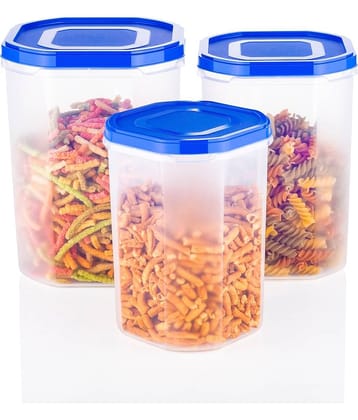 Dark Sun Kitchenware Food/Pulse/Grocery Plastic Blue Dal Container ( Set of 3 )