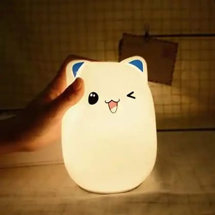 GLOWSERIE Cartoon Cat Night Lamp Rechargeable Soft Light for Bedroom & Nursery