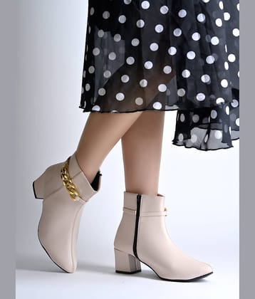 Shoetopia Cream Women's Ankle Length Boots