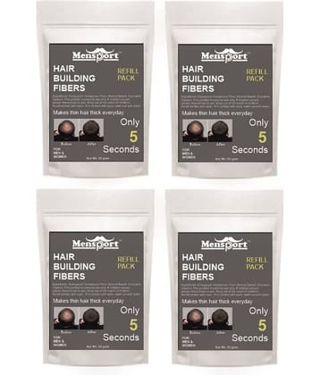 Mensport Hair Building Fiber Instant Fuller Hair Refill Pack (Black) 25 gm Pack of 4