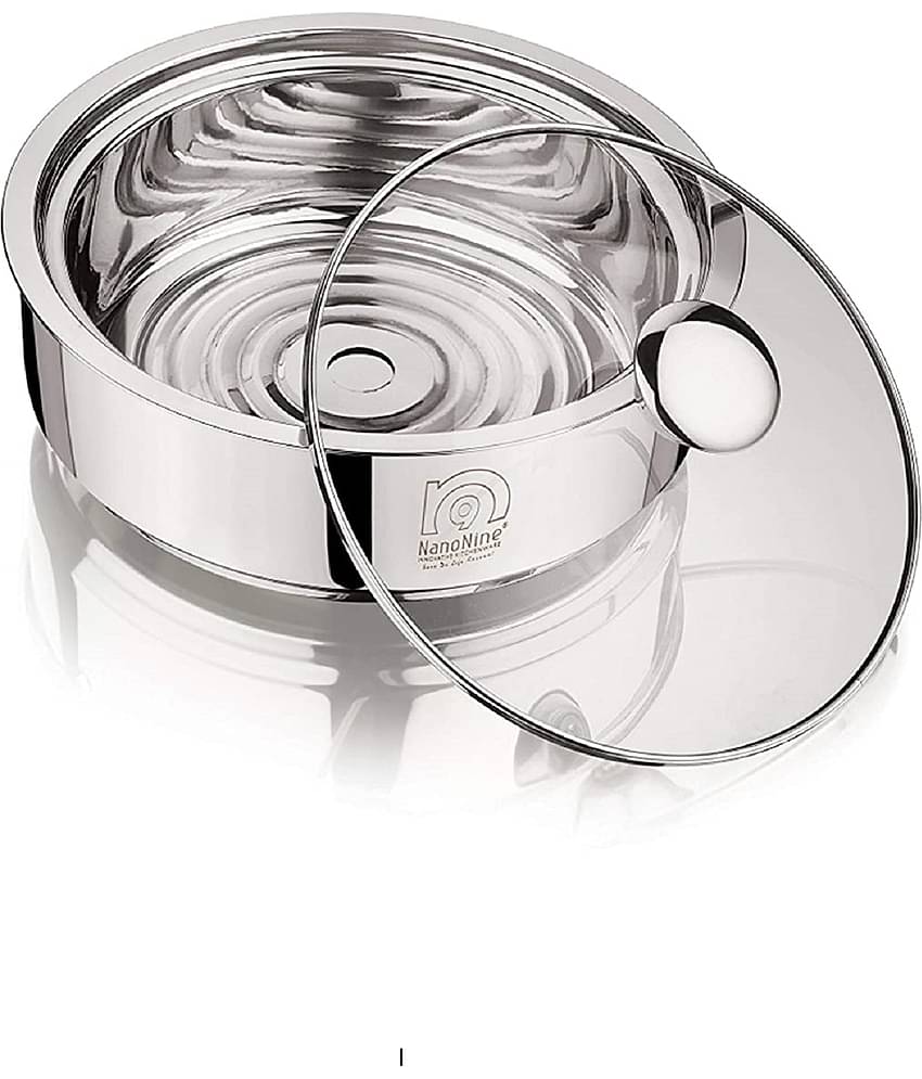 Nanonine Chapati Server Double Wall Insulated Stainless Steel Serve Fresh Roti Pot With Steel Coaster And Glass Lid, 800 Ml, 1 Pc