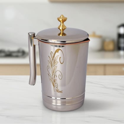 Copper & Steel Water Jug – 1.4 Liter | Durable Kitchen Pitcher, Height : 10 Inch (BCMAS123 C)