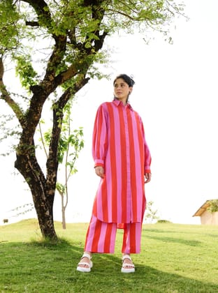 Iris Coord Set (Bubblegum Stripes)-S