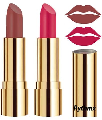Rythmx Nude,Pink Matte Creme Lipstick Long Stay on Lips Multi Pack of 2 8 g