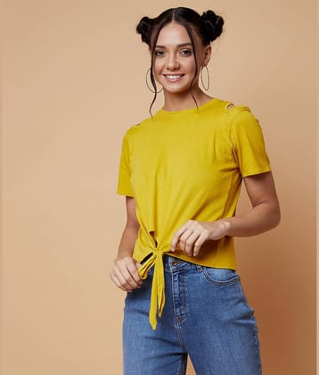 Chimpaaanzee Women's Cotton Knot Front Top ( Yellow )