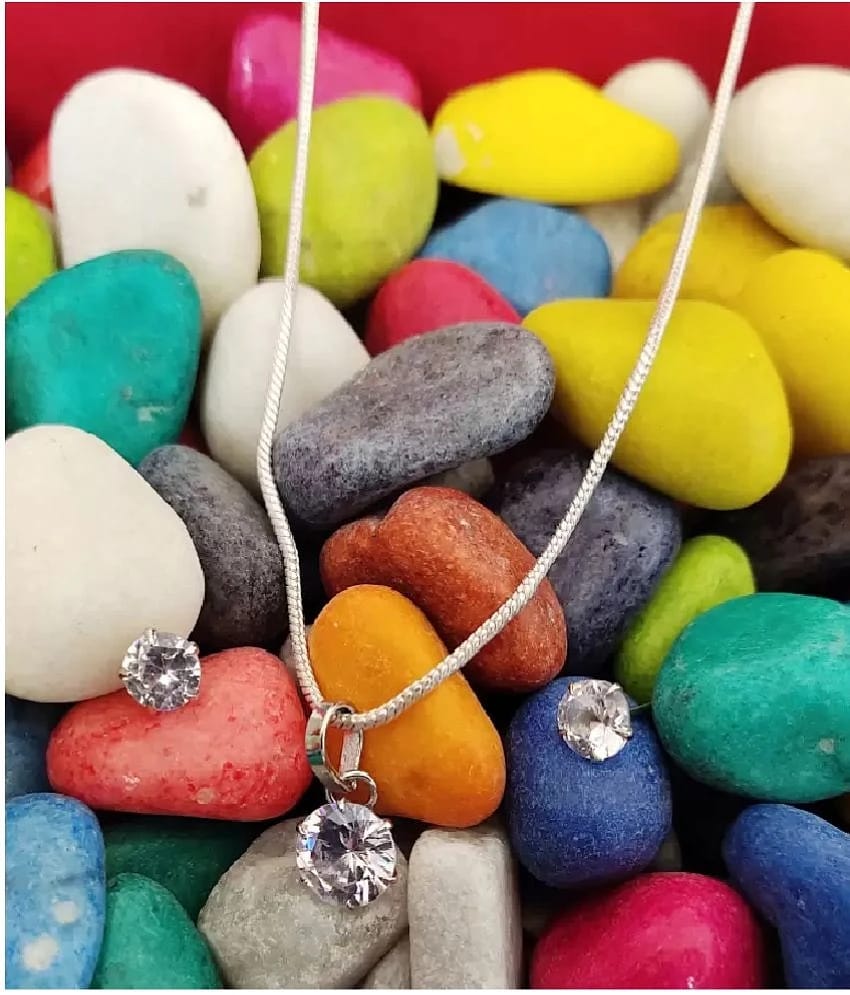 PUJVI Silver Pendant set ( Pack of 1 ) - Silver