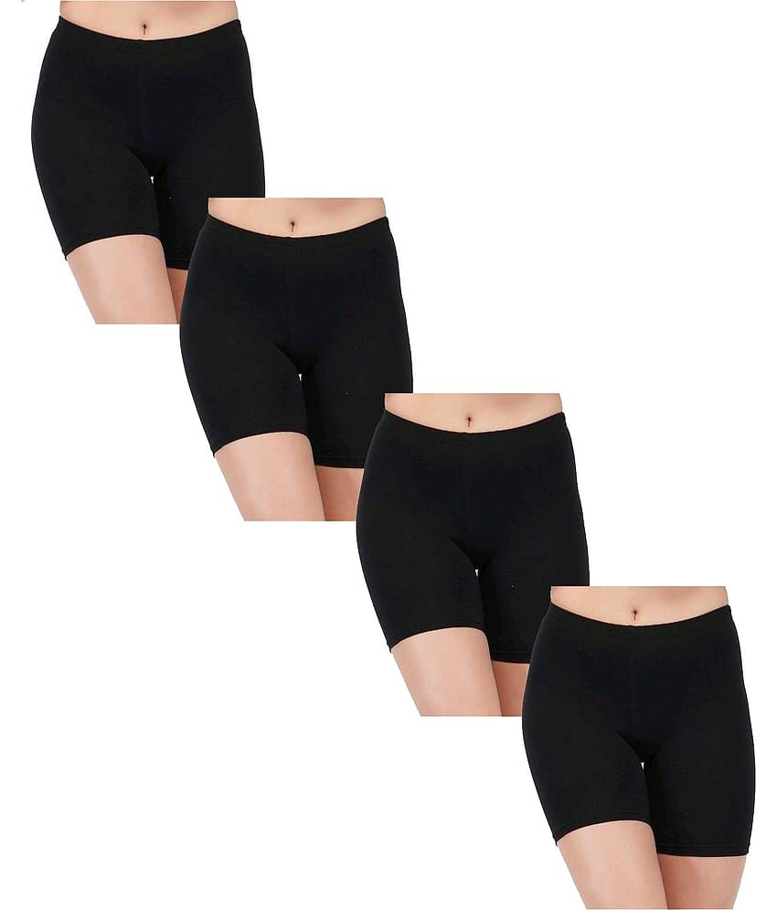 VEE SAA Pack of 4 Cotton Women's Shaping Bottoms ( Black )