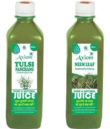 Axiom Tulsi Panchang 500Ml + Neem Leaf 500Ml , Ayurvedic Juice Combo Pack