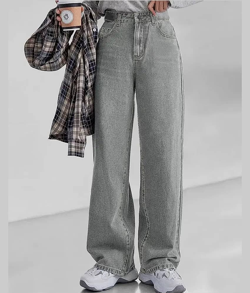 Gazal Fashions Women's Baggy High-Rise Jeans ( Grey )