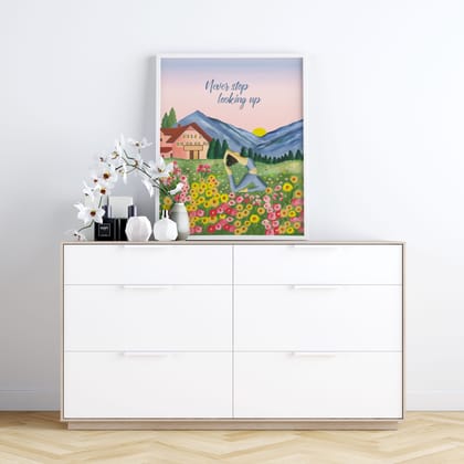 Never Stop Looking up Wall Art-8x10 inches / White Frame