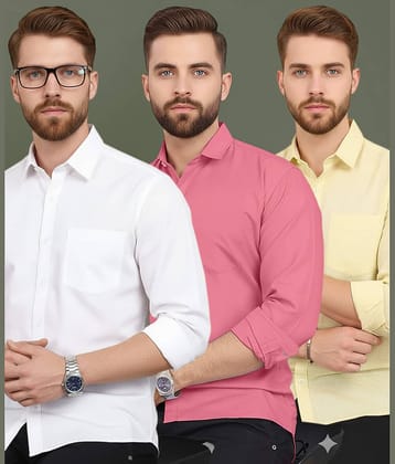 ALY JOHN 100% Cotton Regular Fit Solids Full Sleeves Men's Casual Shirt - Multicolor ( Pack of 3 )