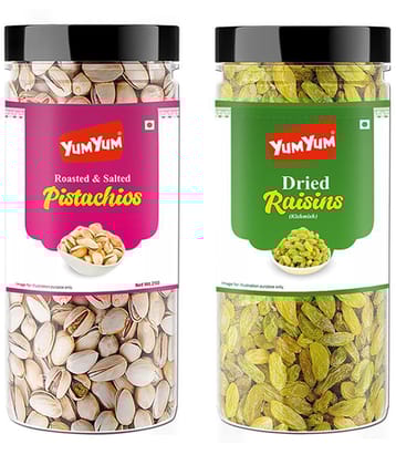 YUM YUM Premium Pista & Kishmish Dry Fruits Combo Pack- Pistachios & Raisins 500 g (2 x 250 g)