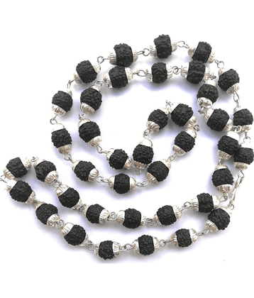 Black Tulsi Mala with silver cap (Pack of 1)