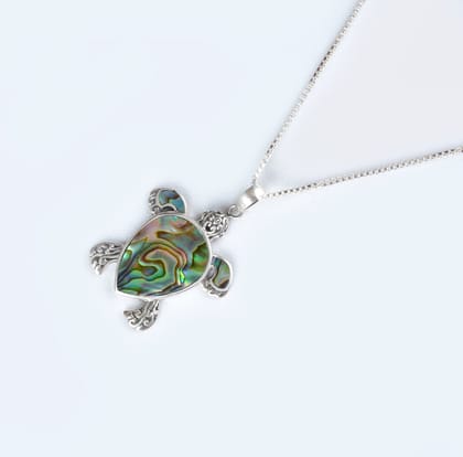 Turtle Charm Silver And Abalone Pendant