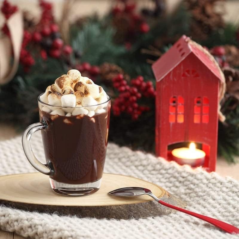 Glass Tea Cup 210 ML, Modern Glass Coffee Mug with Convenient Solid Handle Perfect for Milk, Smoothies, Green, Lemon Tea Beverage Hot & Cold Drink