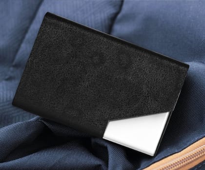 Small Pocket-Sized Metal ID, Credit-Debit Card Holder with Magnetic Shut Button for Men & Women-B