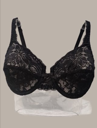Enamor Womens Non Padded Non-wired High Coverage Bridal Bra DU75 Black-DU75 BLK / Black / 32B