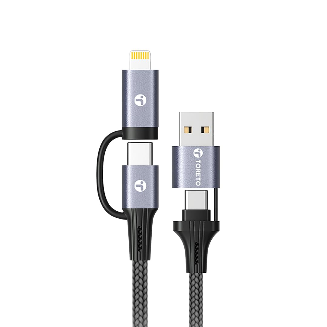 Toreto 4 in 1 Multiple Port 60W Nylon Braided Fast Charging Cable