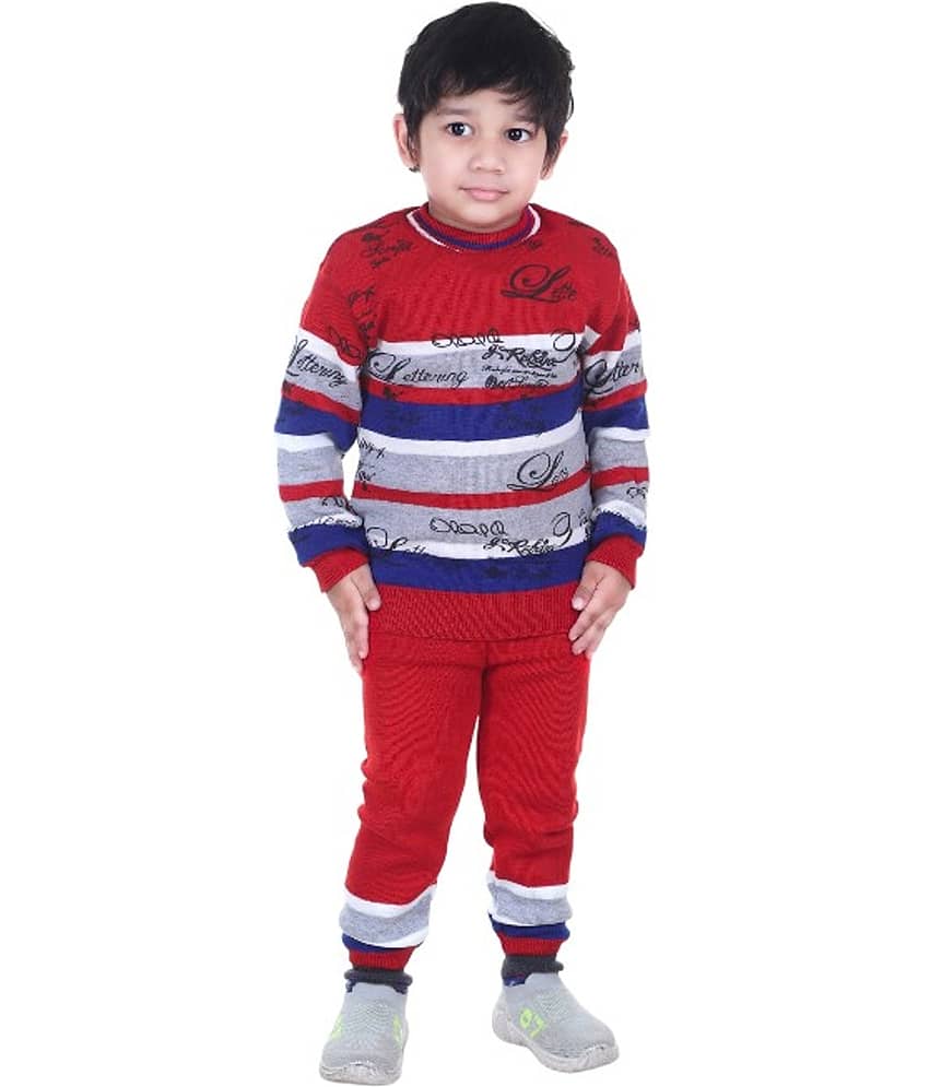 GTWO Woolen Knitted Full Sleeves Winter Warm Pullover Sweater with Pajami/Top and Bottom Set for Kids Baby Boys & Girls (Pack of 1)