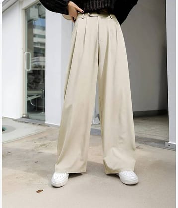 kotty Women Lycra Casual Trousers ( Beige )