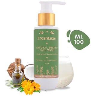 FreshLuxe Natural Bright Face Wash, Rice Water Extra Virgin Coconut Oil, Gentle Cleanse Hydration, 100ml