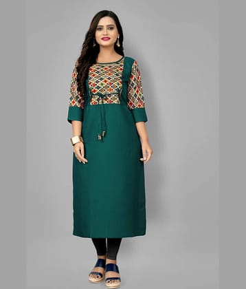 Hetsa Pack of 1 Cotton Blend Printed A-line Women's Kurti - ( Green )