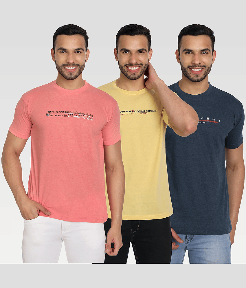 Zeffit Pack of 3 Cotton Blend Regular Fit Men's T-Shirt ( Multicolor )