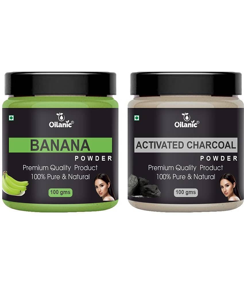 Oilanic 100% Pure Banana Powder & Charcoal Powder For Skin Hair Mask 200 g Pack of 2