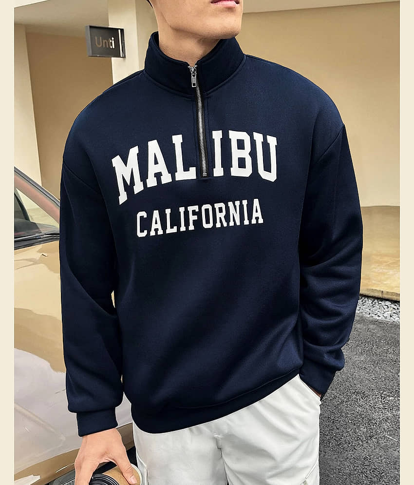 Eyebogler Fleece Mandarin Collar Men's Sweatshirt - Blue ( Pack of 1 )