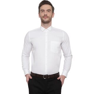 Baleshwar Men White Solid Formal Shirt (Pack of 1 )