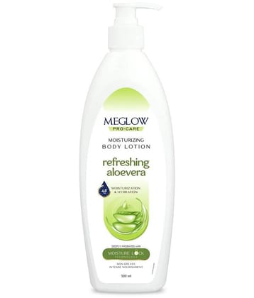 Meglow Pro-Care Moisturizer Body Lotion Aloevera Hydrates with 48hrs Moisture Lock Technology 500ml