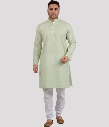 Maharaja - Green Linen Regular Fit Men's Kurta Pyjama Set ( Pack of 1 )