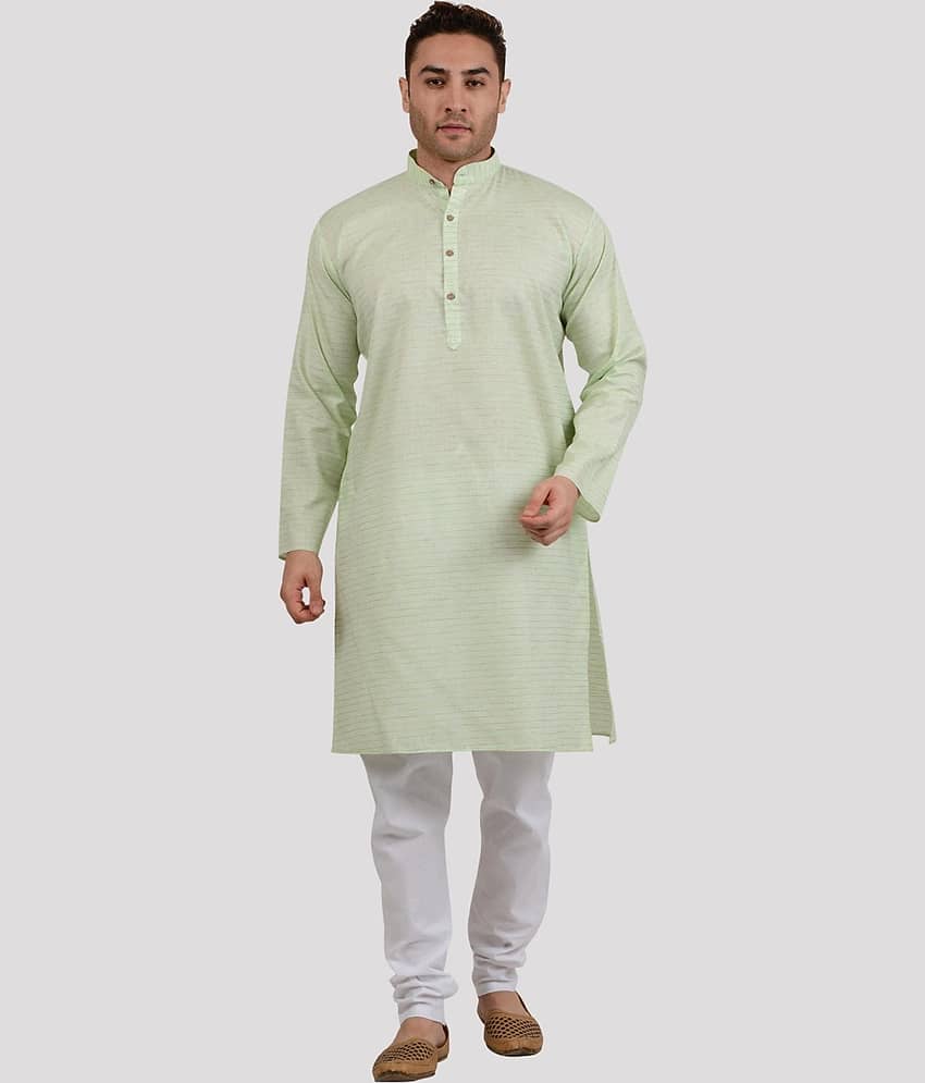 Maharaja - Green Linen Regular Fit Men's Kurta Pyjama Set ( Pack of 1 )