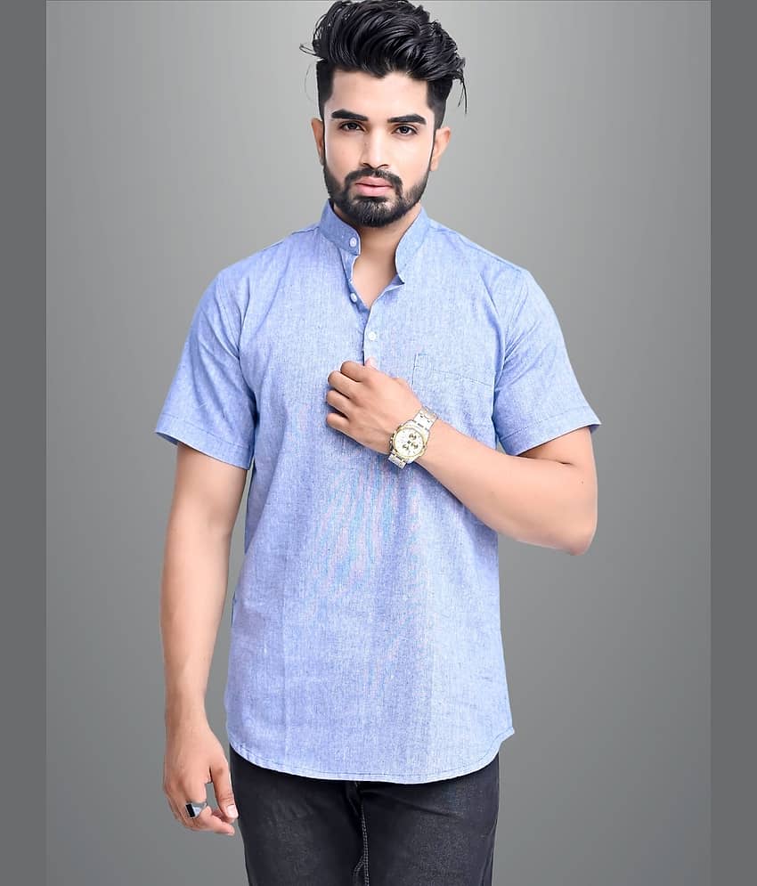QuaClo - Blue Cotton Blend Men's Regular Kurta ( Pack of 1 )
