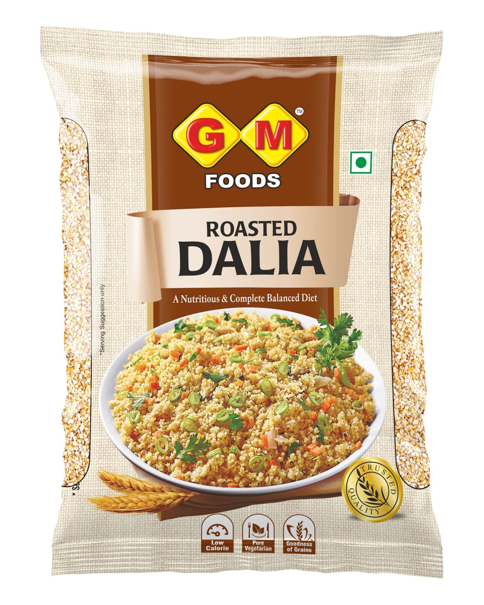 GM Foods Roasted Dalia 500g (Pack of 3) | Daliya/Broken Wheat | Quick & Instant Healthy Meal for Breakfast | High in Fiber, Protein & Essential Nutrients | Easy to Cook | No Preservatives