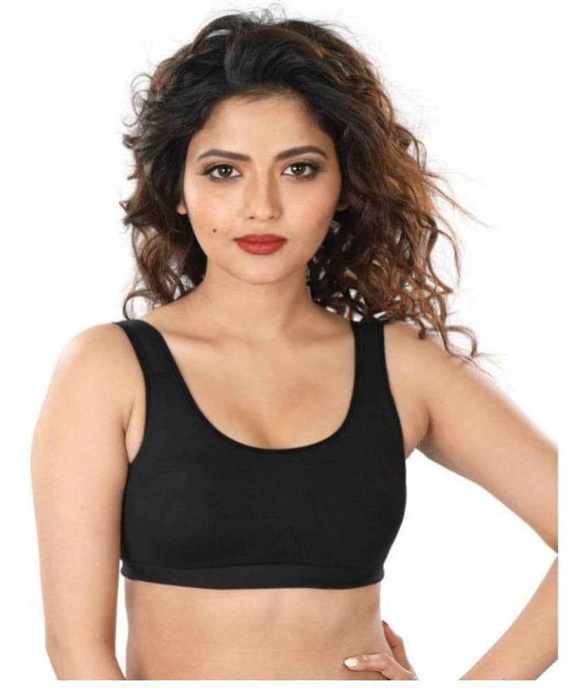 Dermawear Black Poly Cotton Solid Sports Bra