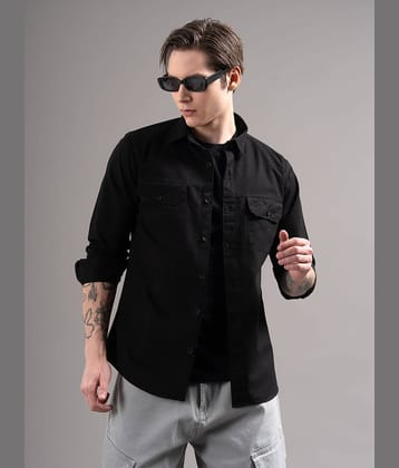Paul Street 100% Cotton Regular Fit Solids Full Sleeves Men's Casual Shirt - Black ( Pack of 1 )