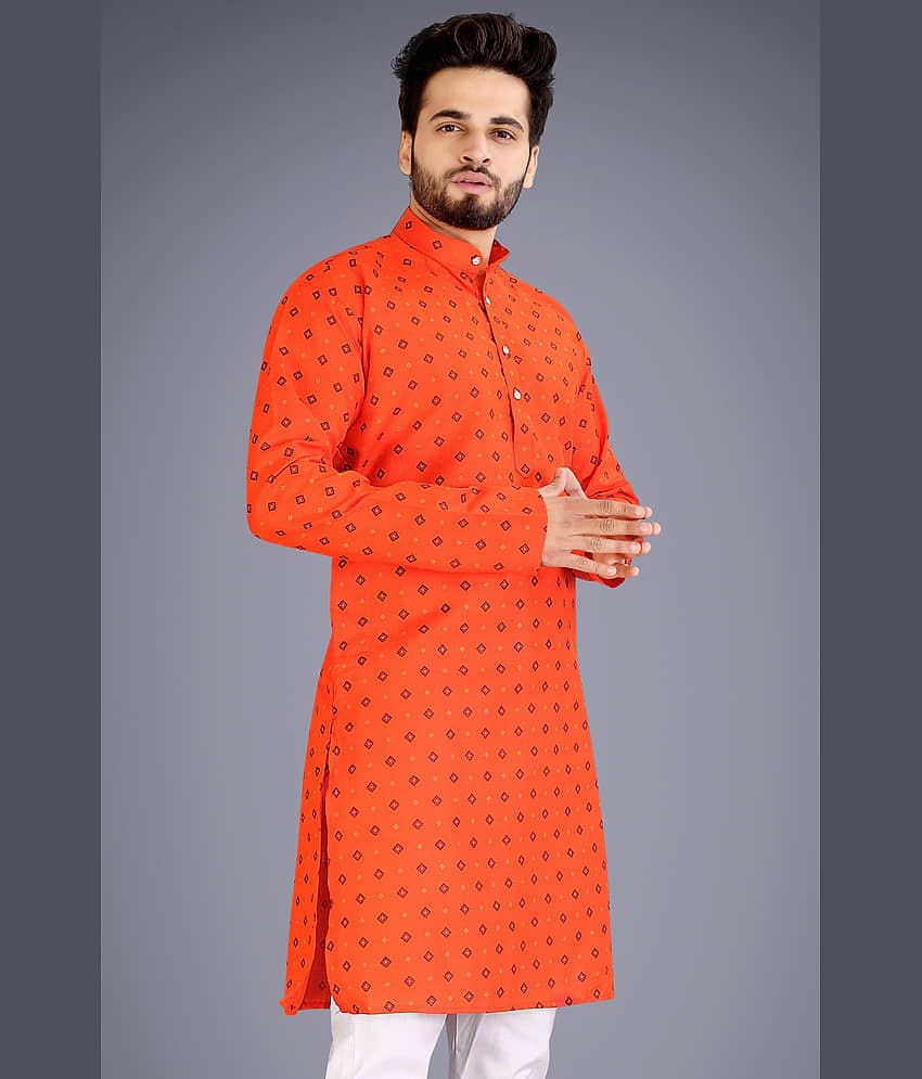 Nofilter Orange Cotton Blend Men's Regular Kurta ( Pack of 1 )