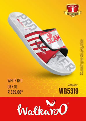 Walkaroo WG5319 White Red G No 10 Mens Slides