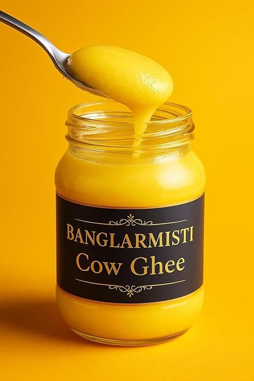 BANGLARMISTI Desi Cow Ghee | Pure & Homemade | Rich Aroma, Danedar Texture, Delicious & Nutritious | Traditional Desi Gawa Ghee | 500g Pack |