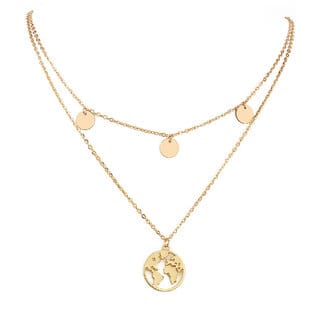 2 Layered chain with Earth Shaped Gold Plated