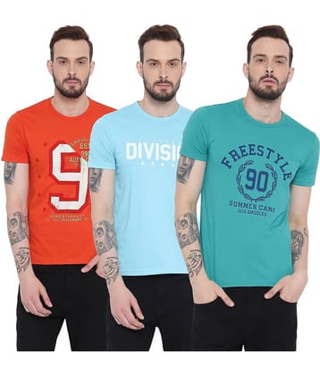 Duke Pack of 3 Cotton Blend Regular Fit Men's T-Shirt ( Multicolor )