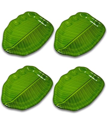 Inpro 4 Pcs Melamine Dark Green Quarter Plate