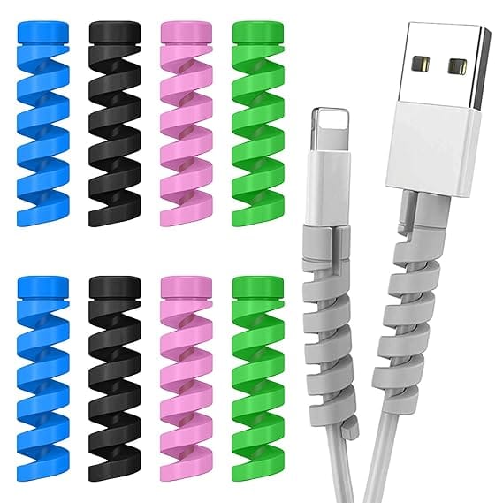 Spiral Cable Protectors for Charging Cords 12 Piece Wire Saver Set Durable Data Cable Protection Covers Anti Break Cord Wrap Set of 3